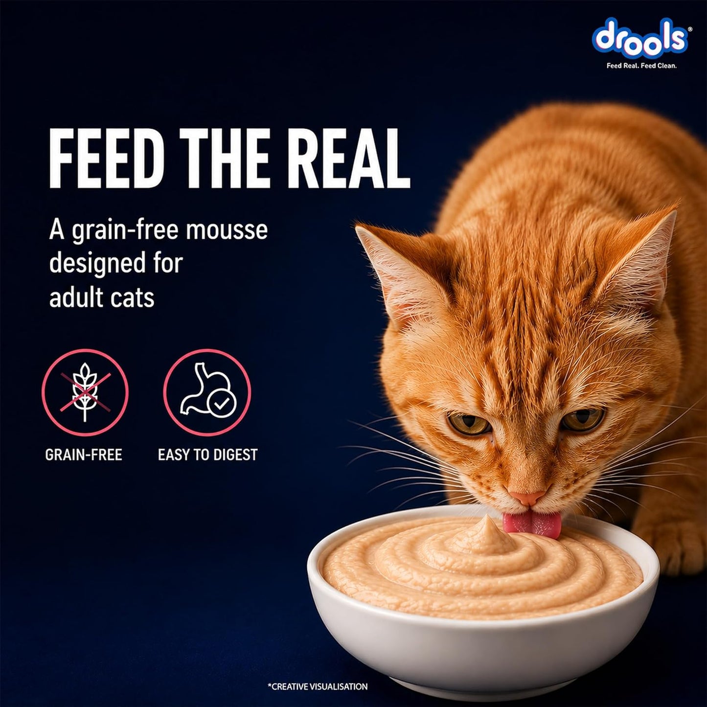 Drools Adult Cat Wet Mousse 80g Pack of 5, 400g | Salmon Flavour | Rich in Protein | Promotes Hydration & Easy to Digest | No Artificial Flavours | Packed with Essential Vitamins & Antioxidants