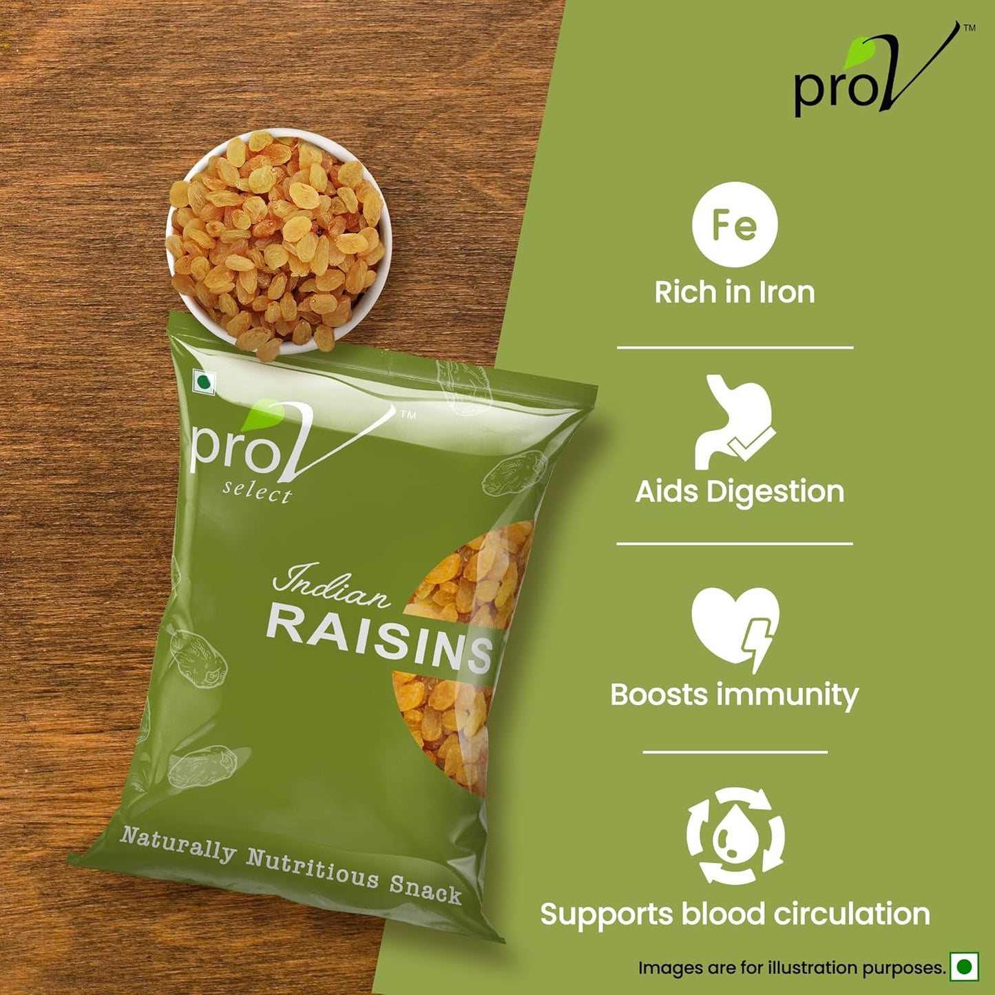 ProV Select - Indian Raisin 500 gm | Value Pack| Dryfruits- Indian Kishmish | Rich In Nutiritons| No added Preservatives | Rich In Iron| Healthy Sweet & Tasty [Packaging might Vary]