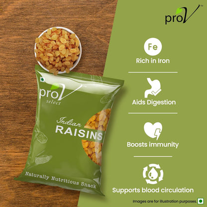 ProV Select - Indian Raisin 500 gm | Value Pack| Dryfruits- Indian Kishmish | Rich In Nutiritons| No added Preservatives | Rich In Iron| Healthy Sweet & Tasty [Packaging might Vary]