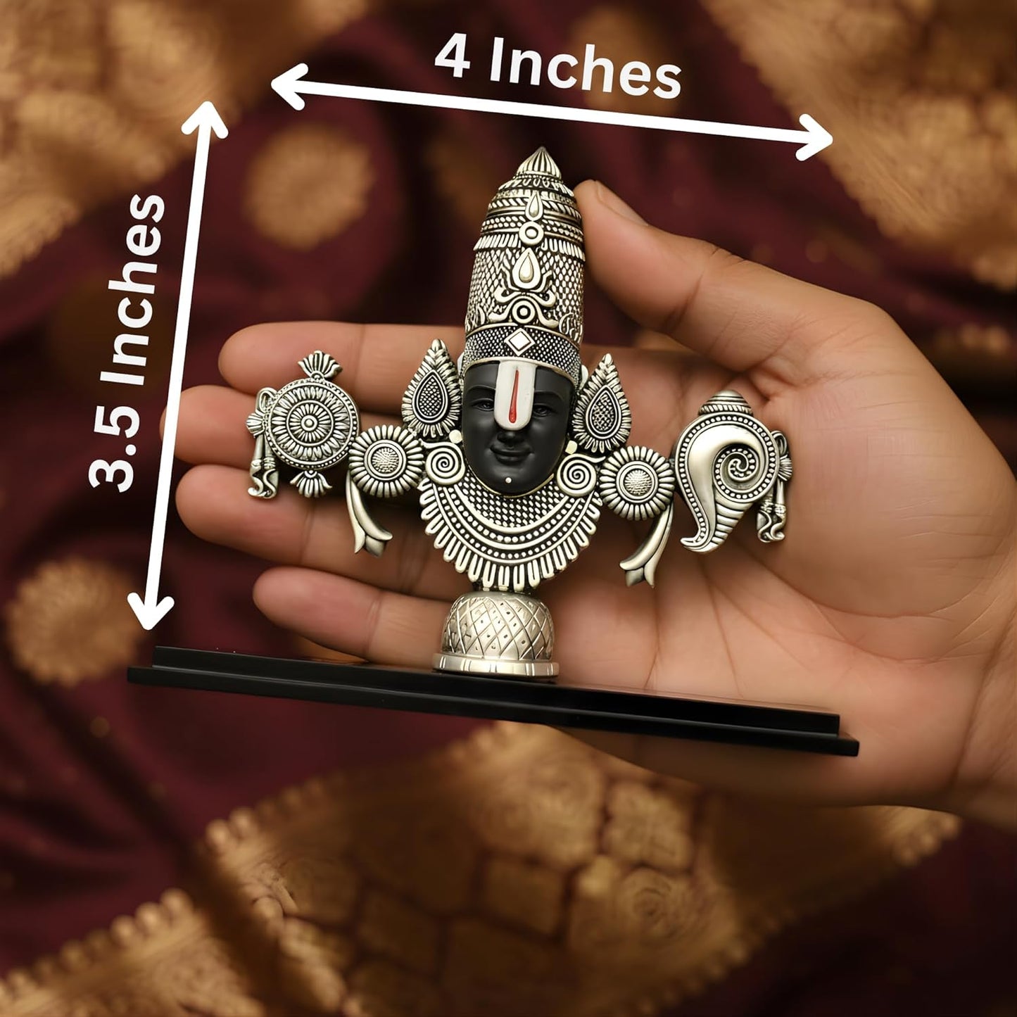 Dev Aastha  999 Silver Plated Balaji Statue | 4-Inch Divine Vastu Table Decor for Pooja Room & Prayer Room | Auspicious Lord Venkateswara Idol & Religious Gifting Item