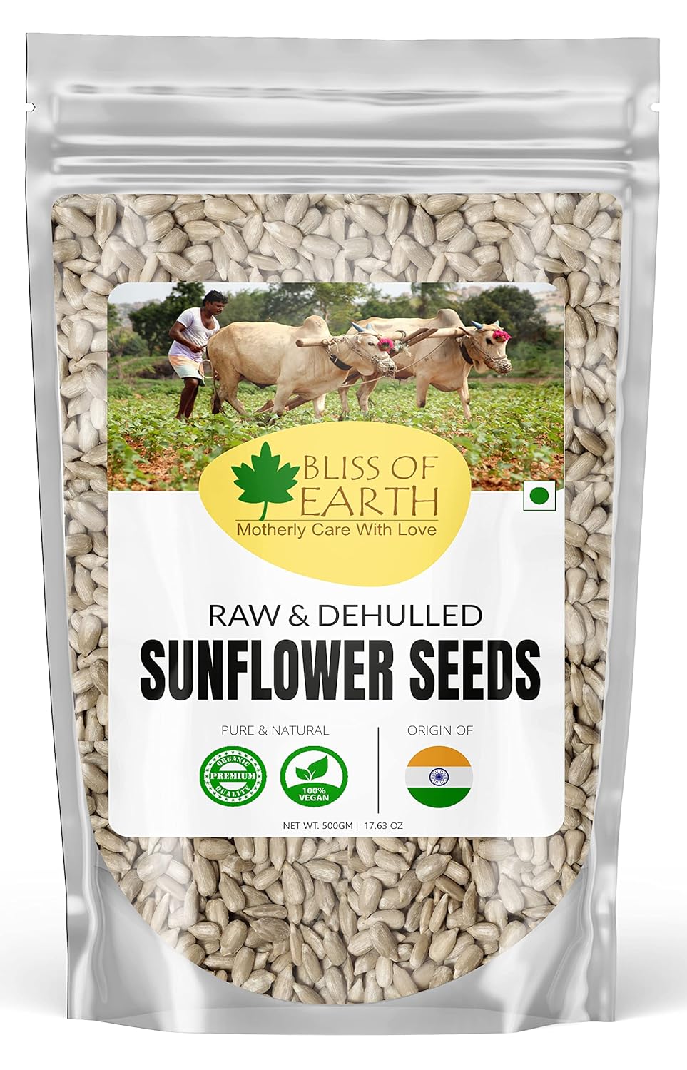 Bliss of Earth Dehulled Sunflower Seeds 500gm For Eating & Weight Loss, Naturally Organic Superfood