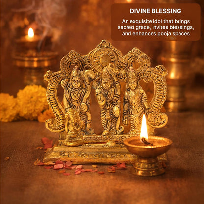 Metal Ram Darbar Idol with Shree Ram, Sita, Laxman & Hanuman Ji | Ramdarbar Murti, Pooja Idol, Spiritual Gift (Design 01: L10 x W5 x H10 cm)