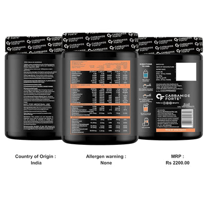 Carbamide Forte Eaa Supplement with Bcaa 5000Mg | Eaa intra workout Supplement for Men & Women with Hydration Blend & Vitamins – Peach Iced Tea Flavour - 50 Servings - Powder 300G