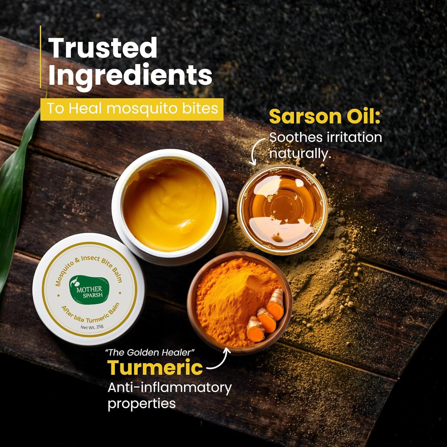 Mother Sparsh After Bite Turmeric Balm for Rashes And Mosquito Bites, 100% Ayurvedic, Gentle Skin Roll-On Formula, 25gm