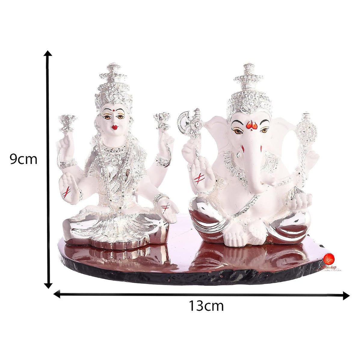 Resin Silver Plated Goddess Lakshmi and Lord Ganesh Idol/Statue/Murti Decorative Showpiece, Ganesha Laxmi Figurine for Puja(Pattern 01)