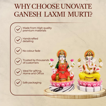 Laxmi Ganesh Idol Pair | Home Temple | Pooja | Diwali Gift | 4 Inch