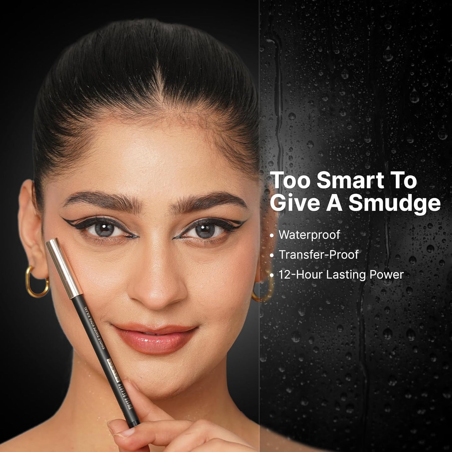 SWISS BEAUTY Select Single Swipe High Impact Kohl Cream Matte Kajal for women | With In-Built Smudger | 16-Hour Stay | Shade, 1.2G |, Black