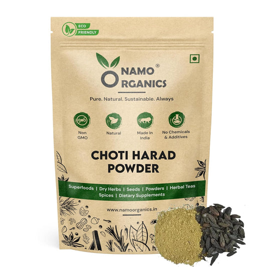 Namo Organics - 250g - Choti Harad Powder | Bal KaliHarad | Organic Kali Black Himej | Myrobalan | Terminalia Chebula (Choti Harad Powder)