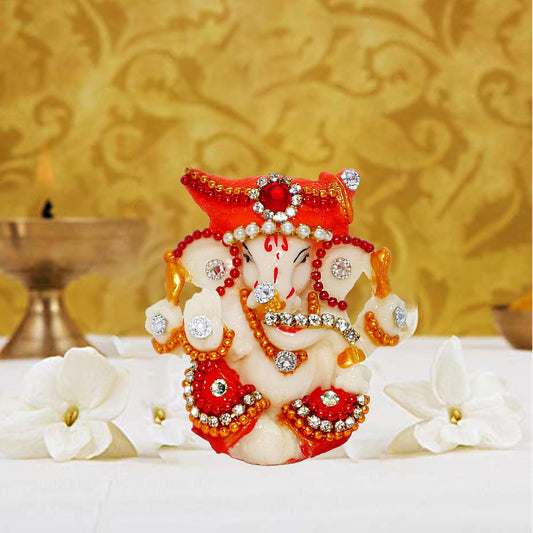 Ganesh Murti for Home & Office Decor, Ganesha Hand Crafted Best Car Dashboard Room Decoration Item (Bajirao Ganesha)