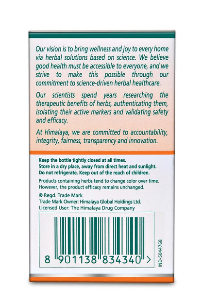 Back label of a Himalaya product with text and barcode on a white background