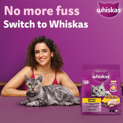 Whiskas Adult Dry Cat Food Chicken Flavour 1.2kg, Complete & Balanced Meal