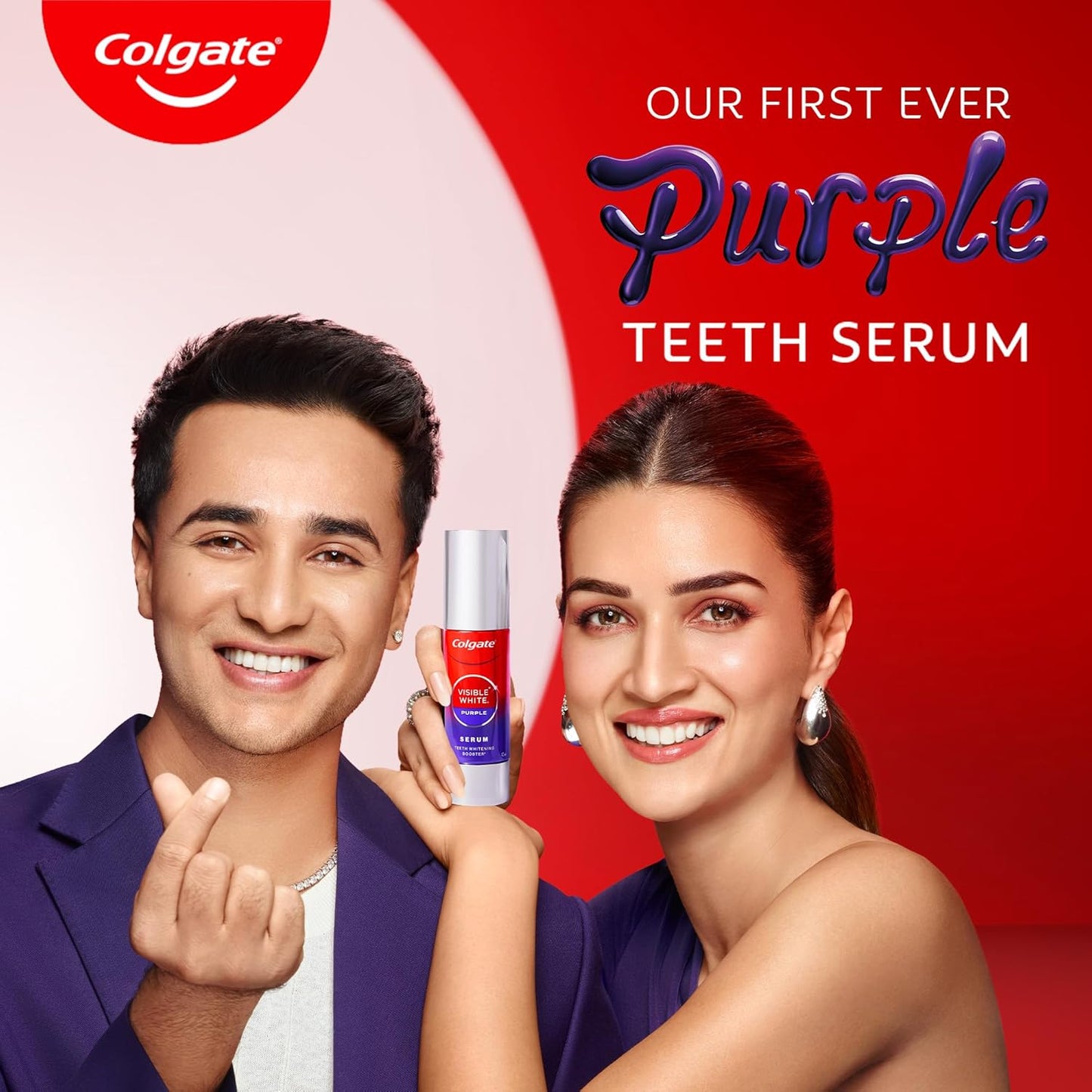Colgate Visible White Purple Teeth Whitening Serum, 40ml – Mint & Yuzu Flavour, Instant Brightening Purple Serum for Whiter Smiles