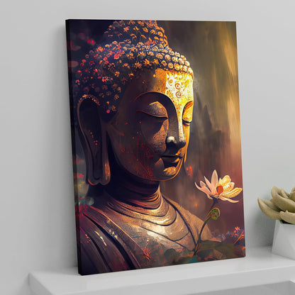 Buddha Painting for Living Room, Buddha Lotus wall Art Painting for living room, Bedroom, office and Home, Canvas, 16x22 Inch