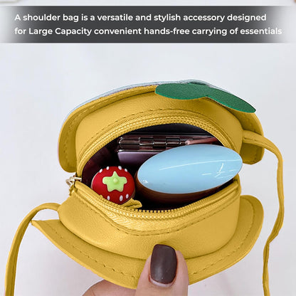 BEMBIKA Kids Sling Bag – Trendy Mini Crossbody Sling Backpack for Boys & Girls, Colorful PU Shoulder Bag -(1–5 Years | Red Flower Design)
