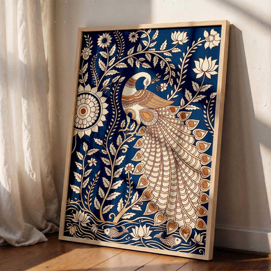 Decorative Indian Traditional Madhubani Wall Art Home Decor Painting poster With Frame For Living Room Bed Room Hotel Wall Decor Digital Reprint (13X17 inch)