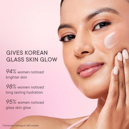 QUENCH BOTANICS Mon Ultra Light Moisturizing Gel with 2% Niacinamide, Nourishes & Adds a Radiant Glow with Cherry Blossom, Grapefruit, Pearl & Moringa Seed Oil, White, 50 ml