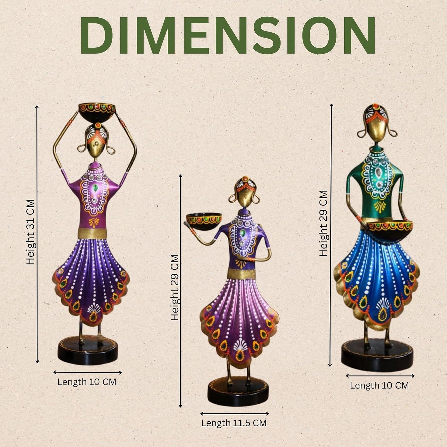 CraftVatika Home Decoration Items for Living Room, Aesthetic Home Decor, Rajasthani Lady Tealight Candle Holder Showpiece for Living Room Tabletop Housewarming Wedding for Man Women