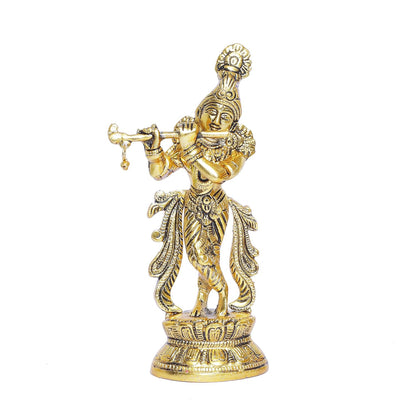 KridayKraft Lord Krishna Metal Statue,Krishna Murti Playing Flute for Temple Pooja,Decor Your Home,Office & Gift Your Relatives,Showpiece Figurines,Religious Idol,Gift Article...