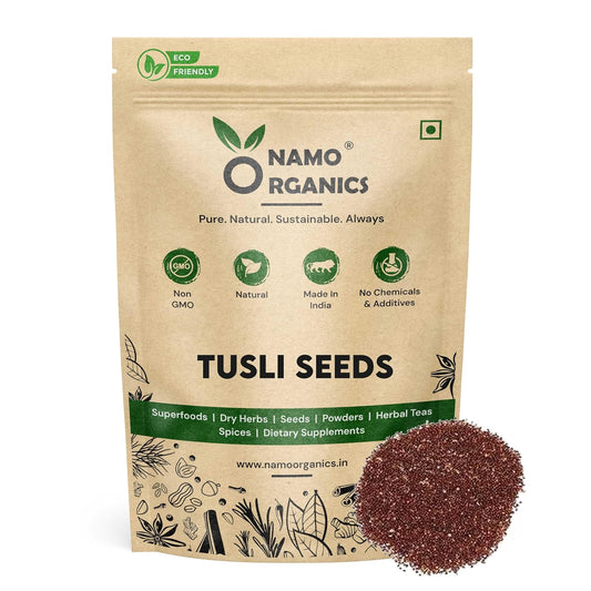 Namoorgaincs- Tulsi Seeds For eating - 150g - Manjari beej For Weightloss - Shyama Tulsi (Edible) - Krishna Basil Seeds