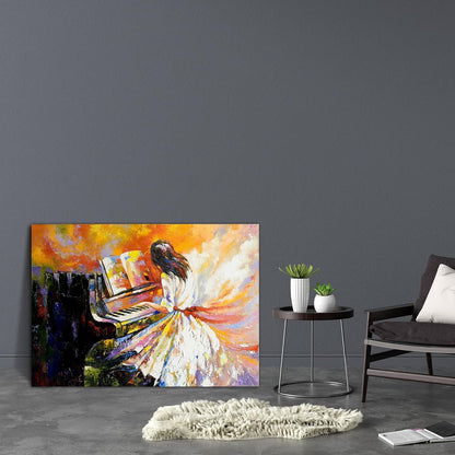 Girl Playing On The Piano | Canvas Painting for Bedroom & Living Room | Engineered Wood Frame | 28 x 20 inch (71 x 51 cms)