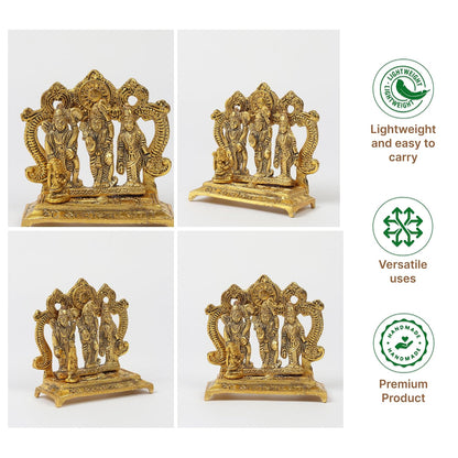 Metal Ram Darbar Idol with Shree Ram, Sita, Laxman & Hanuman Ji | Ramdarbar Murti, Pooja Idol, Spiritual Gift (Design 01: L10 x W5 x H10 cm)