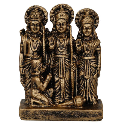 Premium Polyresin Ram Darbar Idol Statue Murti Showpiece for Home Temple and Office Temple (5.5 x 4 x 2 Inches, Medium Gold)
