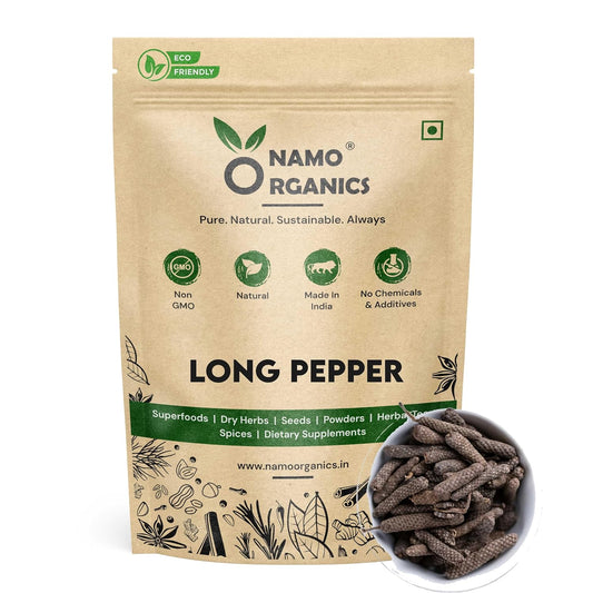 Namo Organics - 75g - Organic Whole Long Pepper - Pipli | Pipal | Pippali - Jumbo Size Harvest