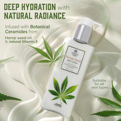 AYOUTHVEDA Hemp Seed Body Lotion with Botanical Ceramides 250ml | Body lotion for Dry Skin with Vitamin E | Suitable for All Skin Types | Protects from Sun Damage.
