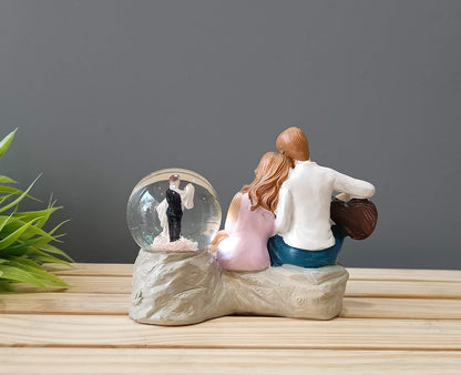 Romantic Love Couple Glass Ball Miniature Statue Showpiece for Gift Husband Wife Girlfriend Boyfriend Girls Boys- Home Decor Items -Decorative Showpieces Gift Items for Home Living Room