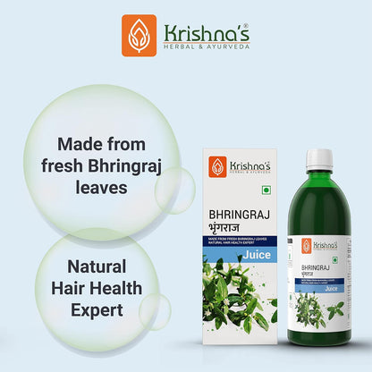 KRISHNA'S HERBAL & AYURVEDA Bhringraj Juice-500 Ml(Pack Of 1)|Preservative Free|Nourishes Hair And Improves Hair Growth