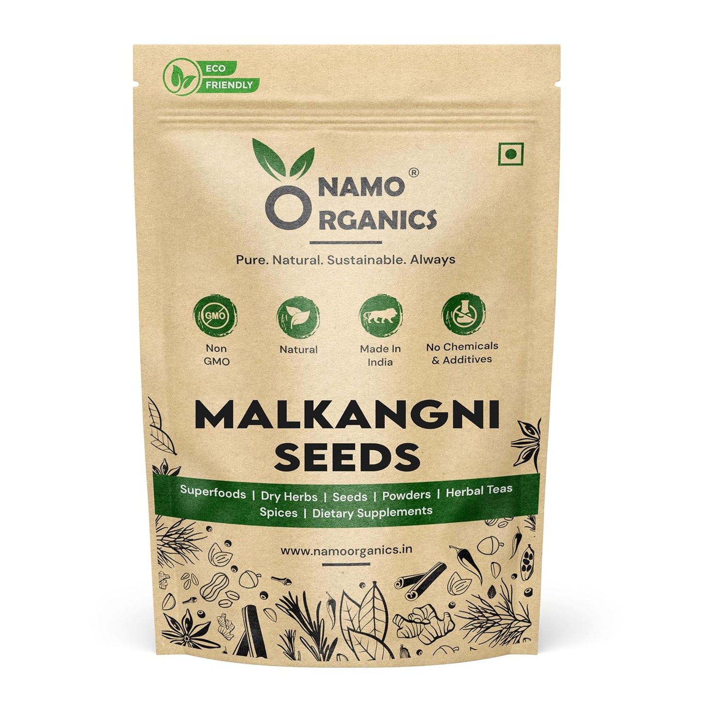 Namo Organics - Malkangni Seed - 100gm - 100% Natural Jyotishmati Seeds | Celastrus Paniculatus | Malkamini | Stress Relief -Good for Appetite