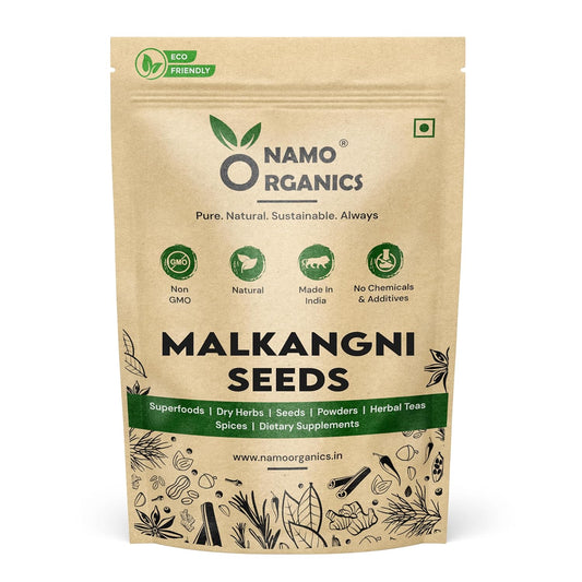 Namo Organics - Malkangni Seed - 100gm - 100% Natural Jyotishmati Seeds | Celastrus Paniculatus | Malkamini | Stress Relief -Good for Appetite