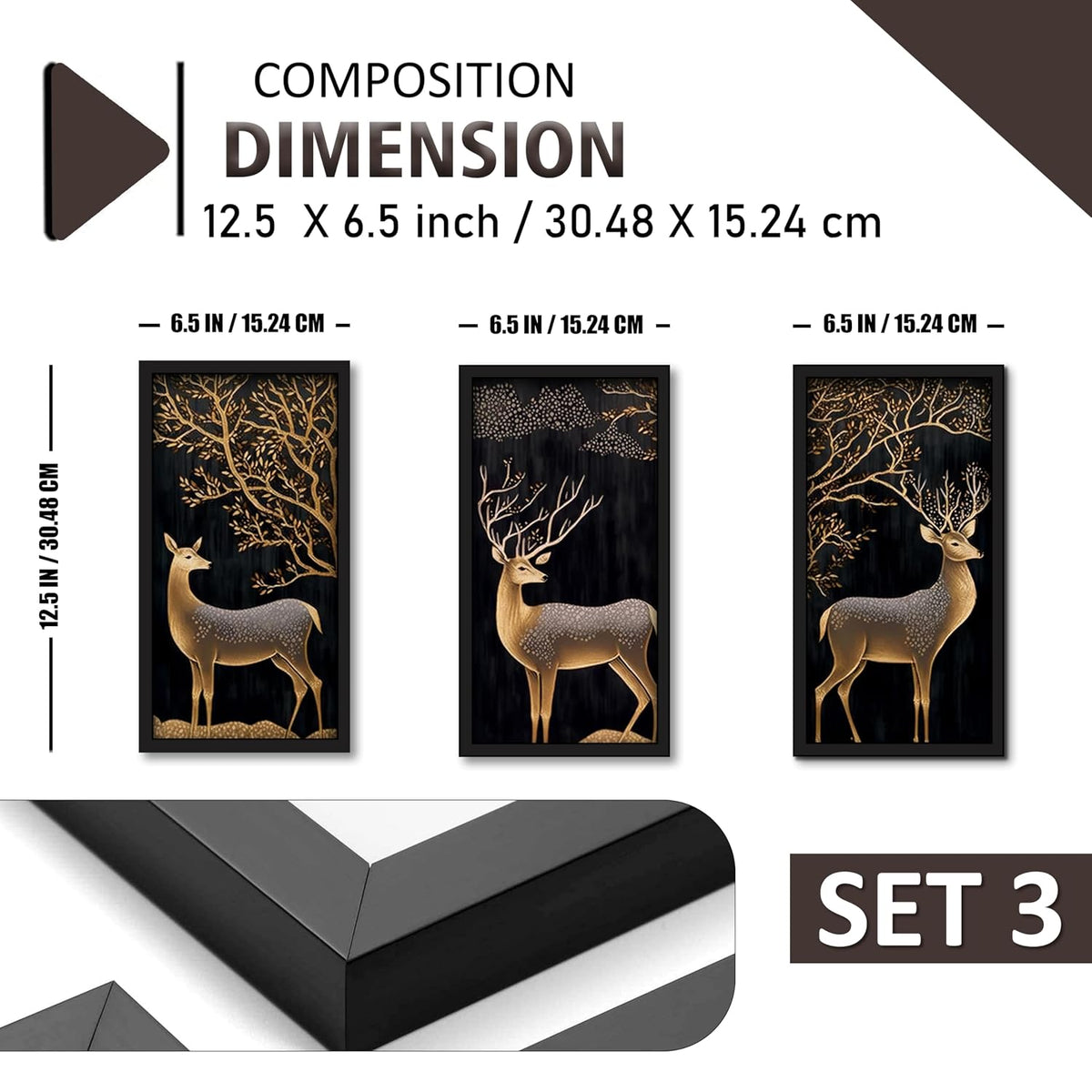 Framed Art Painting For Home, Living Room, Hall | Traditional Paintings With Frame For Home Decor (Deer D2)