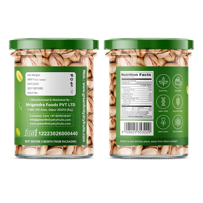 GreenFinity Fresh Whole Roasted Salted Pistachios With Shell | Rich in Protein and Dietary Fiber | Nutritious Gluten Free Dry Fruits for Gifting, Healthy Snacks, Family Treats, Festive Hamper