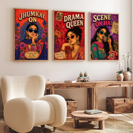 Big Aesthetic Indian Framed Posters Wall Decor Paintings For Living Room, Bedroom/Big Paintings For Wall Decoration/Posters Gift Items For Girls (13x19 Inches) (Swag)