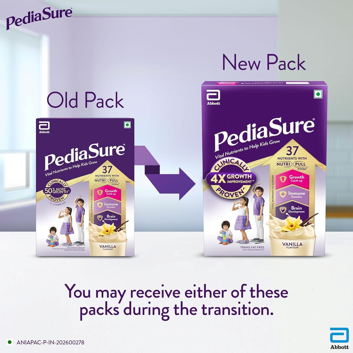 Pediasure Nutritional Drink Powder, Vanilla, Scientifically Designed Nutrition for Supporting Kids Growth 375 gm