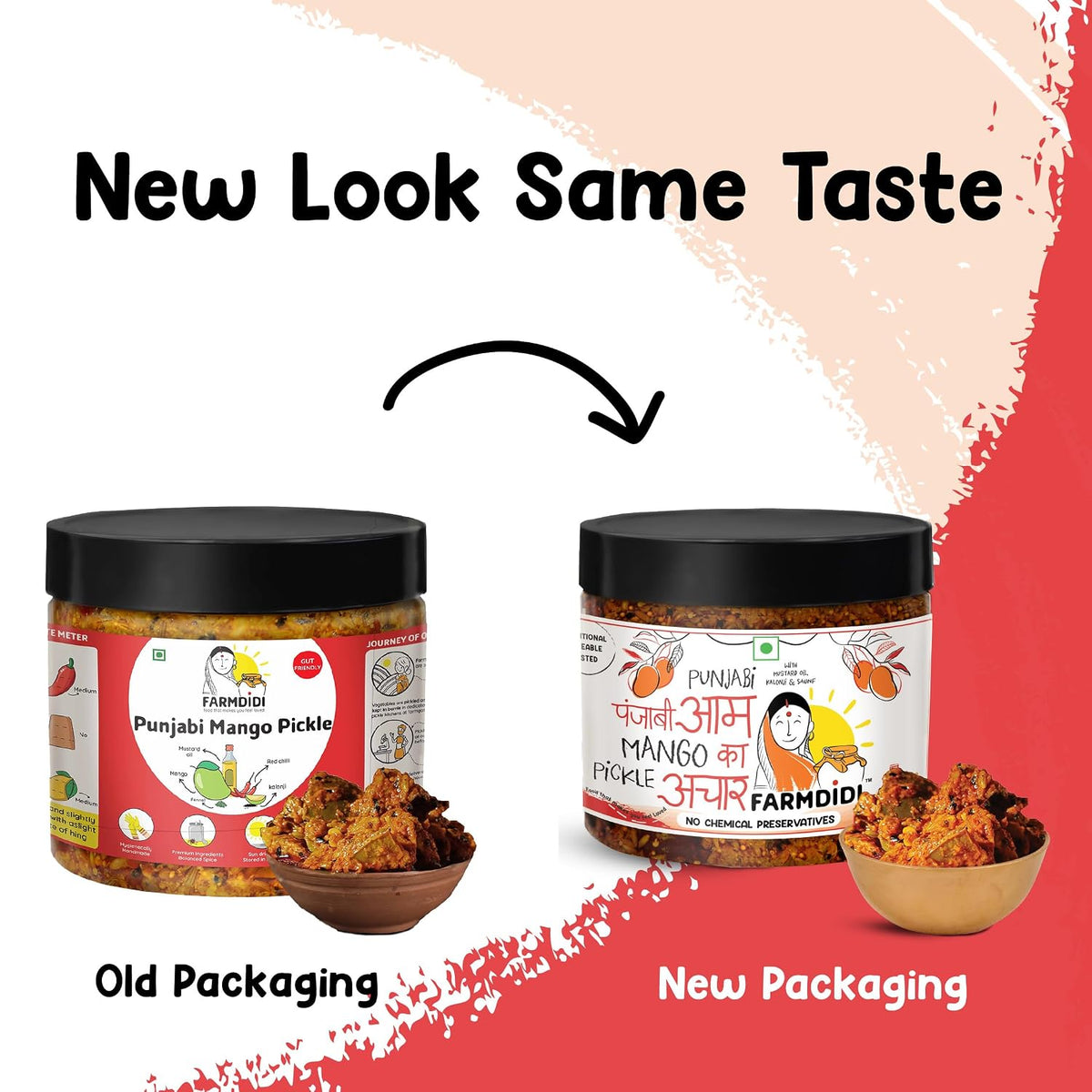 FarmDidi Punjabi Mango Pickle in Fresh Homemade Sour & Slightly Spicy Dry Aam Ka Achaar North Indian Punjabi Style Pickle Made With Less Oil No Chemical Preservatives