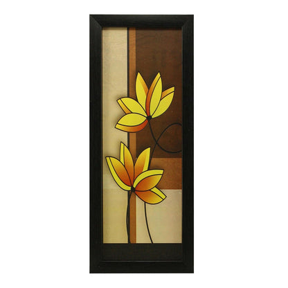 3 PC Set of Floral Paintings (1061) Without Glass 5.2 X 12.5, 9.5 X 12.5, 5.2 X 12.5 inch