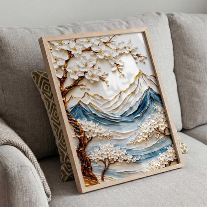 Mountain View Wall Art Home Decoration | Aesthetic Floral Paintings With Frame For Living Room Bed Room Hotel Wall Decor Digital Reprint (13x17 inch)