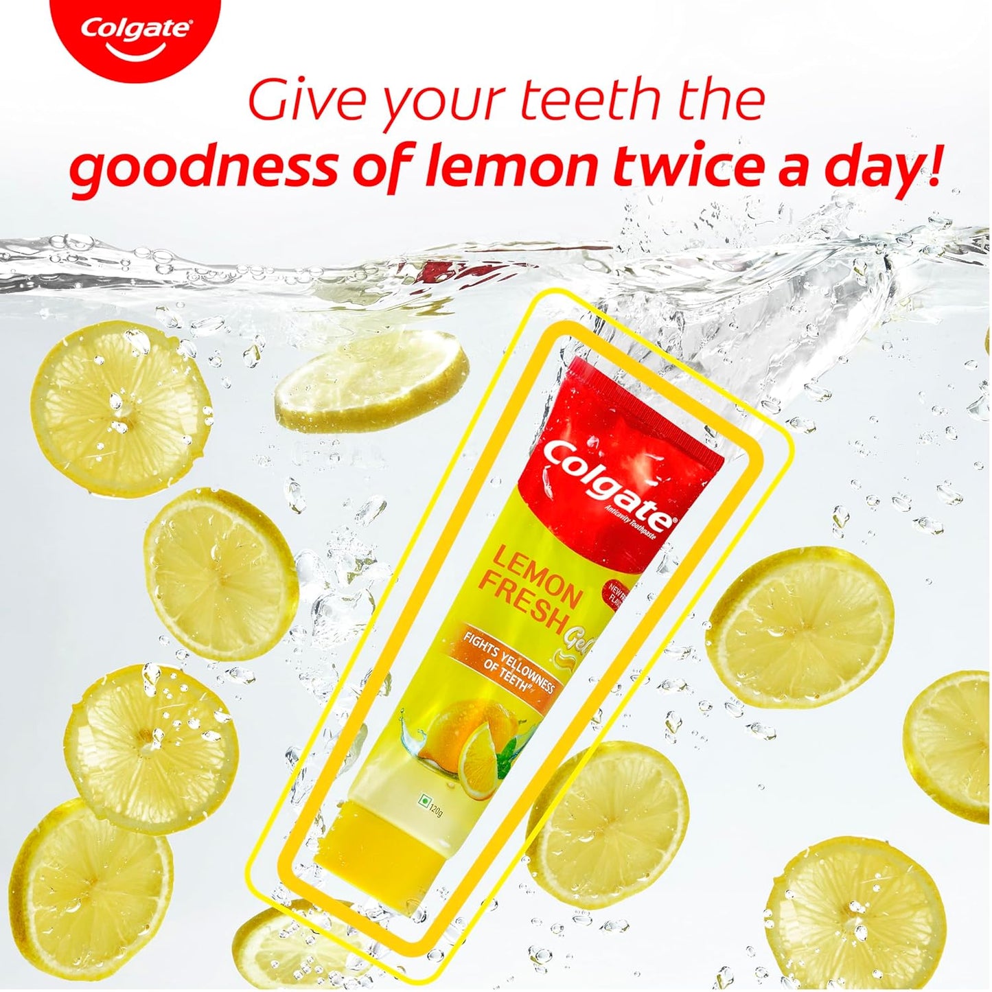 Colgate Lemon Fresh Gel Toothpaste | Tooth Paste Fights Yellowness of Teeth | Colgate Paste Toothpaste with New Fresh Flavor (120gm)