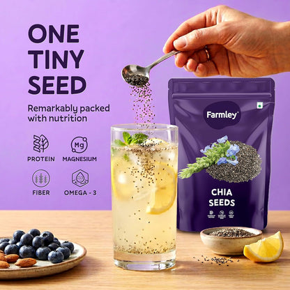 Farmley Chia Seeds 200g I Seeds for Eating | Seeds for Weight Management | Rich in Calcium, Protein & Fibre (Pack of 1)