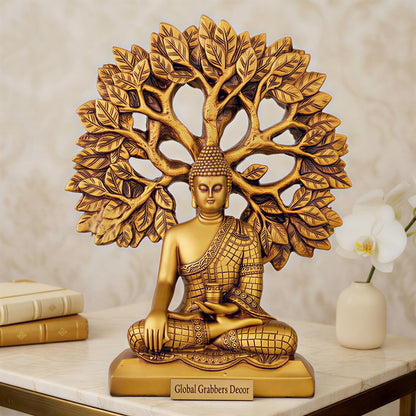 Global Grabbers Buddha Statue Showpiece Idol Home Decor Decoration Items for Living Room and Gifts (GOLDEN4)