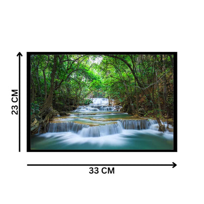 Waterfall Scenery Painting with Frame | Natural Paintings for Living Room | Size 33 x 23 cm | Wall Scenery for Bedroom, Office, Home Decor |