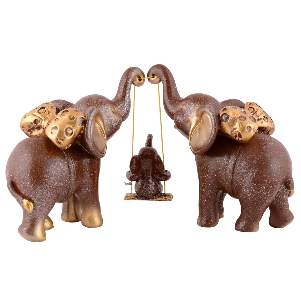 Decorative Elephant Family Showpiece Home & Office Decor(Brown)