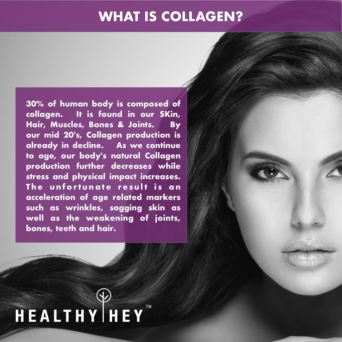 Zephivo HealthyHey Nutrition Collagen Powder | Collagen Supplement for Glowing Skin | Pure Hydrolysed Collagen Powder for Women and Men | Unflavoured - 250 gm
