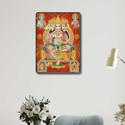 Panchmukhi Hanuman Framed Acrylic Glass Painting 14 inch x 11 inch SANFR33(Multicolor)