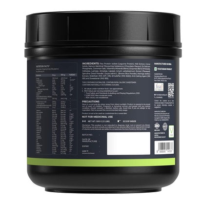 Black container with a detailed label on a white background