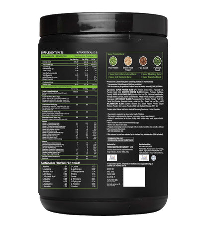 Black supplement container with detailed label on a white background
