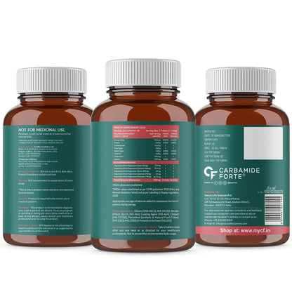 Three bottles of Carbamide Forte on a white background