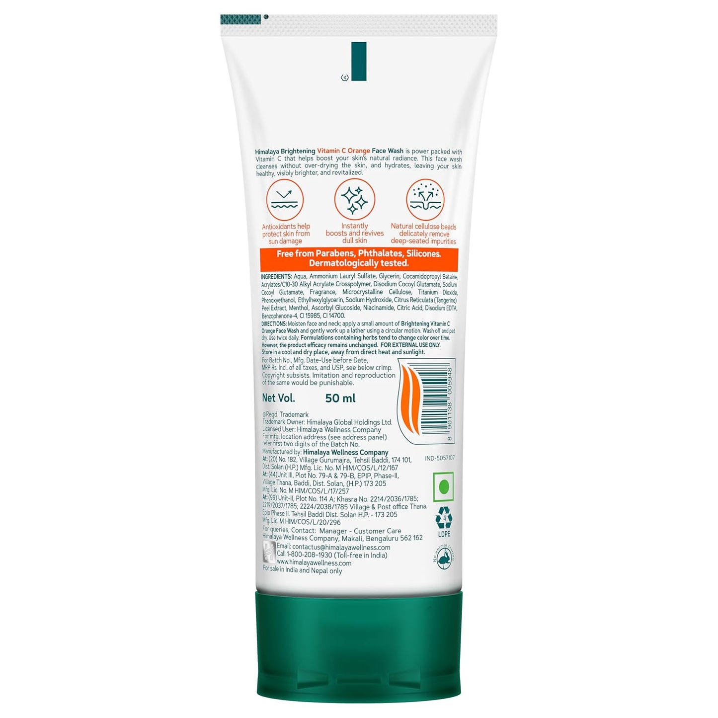 Back view of a skincare product packaging with text and branding on a white background